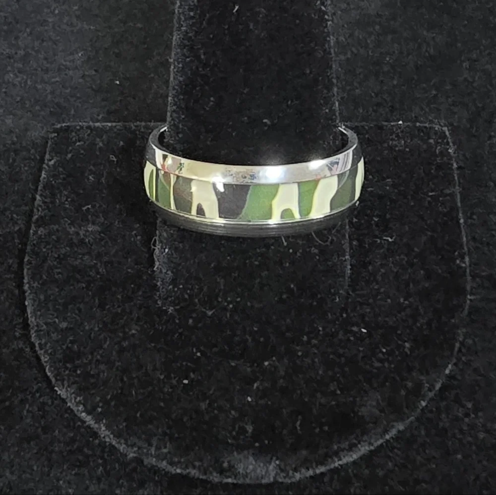 MENS 304 STAINLESS STEEL CAMOUFLAGE RING BAND \ SIZE 11